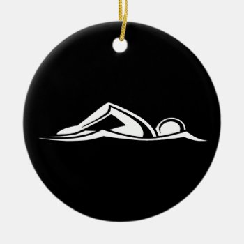 Swim Logo Ornament W/name Black by sportsdesign at Zazzle