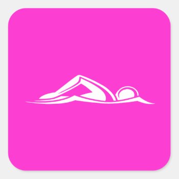 Swim Logo Sticker  Pink by sportsdesign at Zazzle