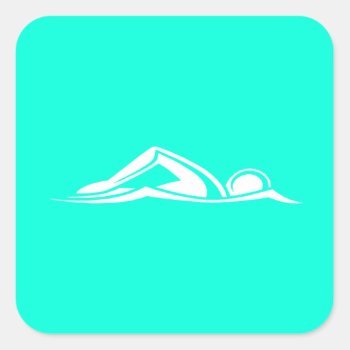 Swim Logo Sticker  Turquoise by sportsdesign at Zazzle