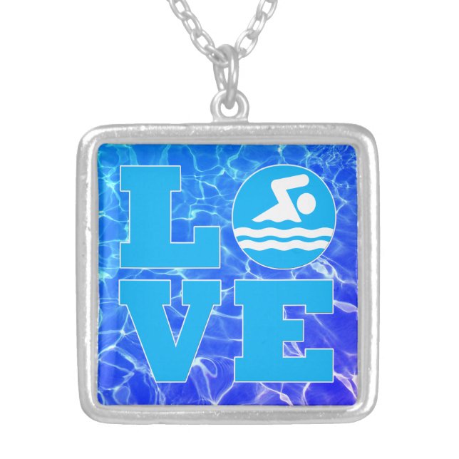 Swim LOVE Pool Water Necklace for Swimmer or Coach (Front)
