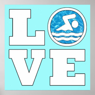 Swim LOVE Swimming and Diving Customizable Poster