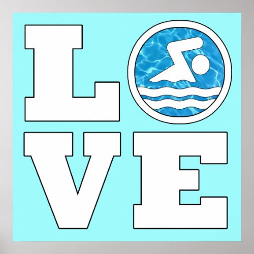 Swim LOVE Swimming and Diving Customizable Poster