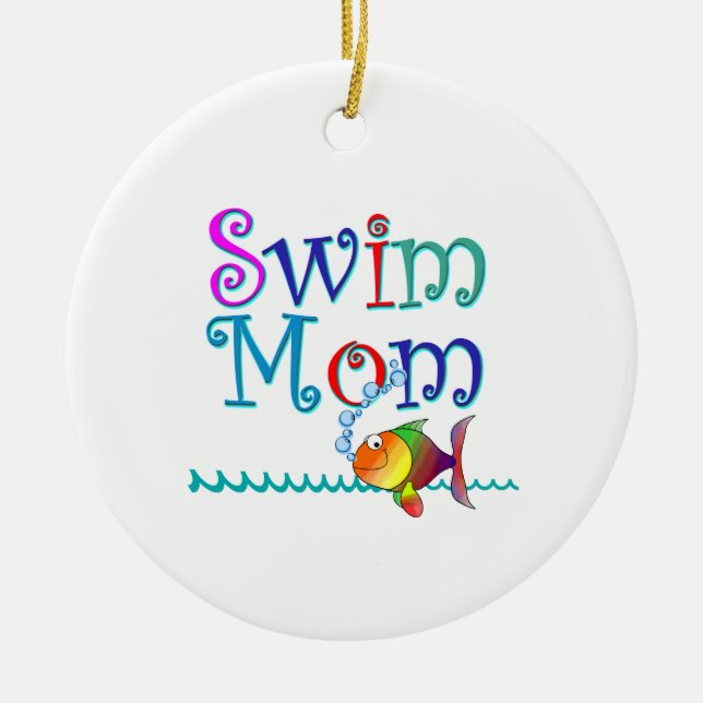 Swim Mom Ceramic Ornament (Front)