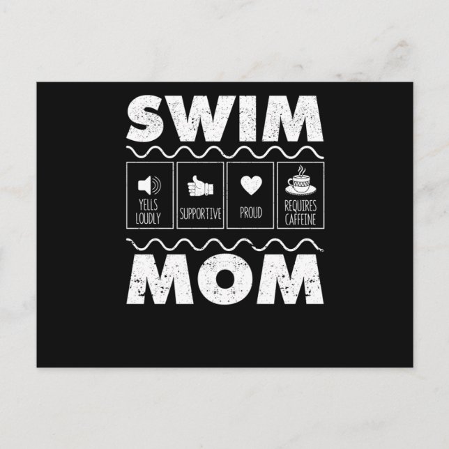 Swim Mom Content Funny Swimming Mom Swimmer Postcard (Front)