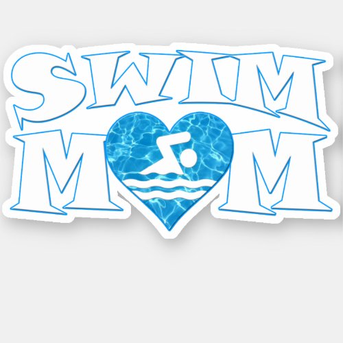 Swim Mom Cute Swimming and Diving Team Mom Contour Sticker