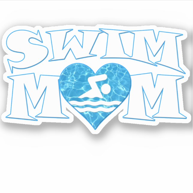 Swim Mom Cute Swimming and Diving Team Mom Contour Sticker (Front)