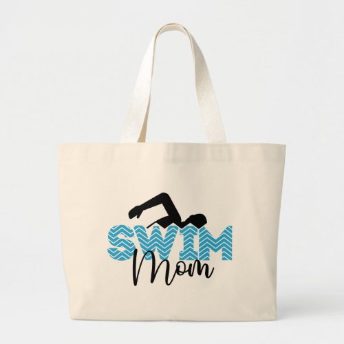 Swim Mom Modern Typography Sport Large Tote Bag