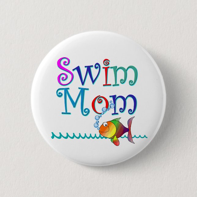 Swim Mom Pinback Button (Front)