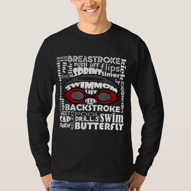 Swim Mom Swimmer Funny Swimming Sport Goggles Prac T-Shirt (Front)