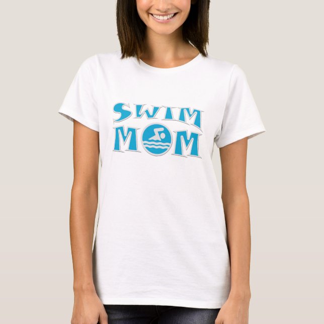 Swim Mom T-Shirt for Swimming Meets or Team Events (Front)
