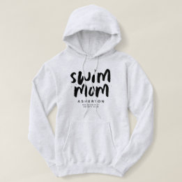 Swim mom trendy black type personalized hoodie