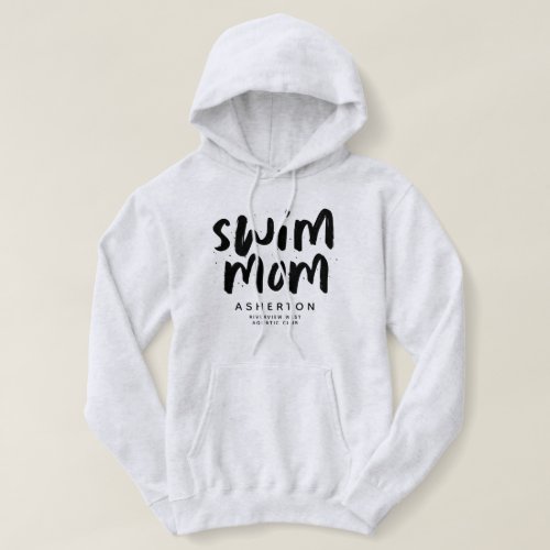 Swim mom trendy black type personalized hoodie