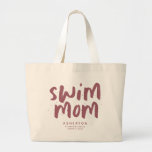 Swim mom trendy mauve pink type personalized large tote bag<br><div class="desc">Swimmer mom life! This trendy and stylish tote bag design is perfect for lugging your swim team mom gear. With room for custom text you can include last name, team name or more. Great for travel meets, lugging snacks and containing gear for practices and swim meets. Also makes a great...</div>