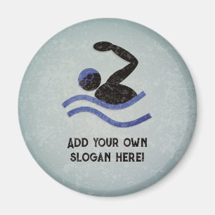 Swim motif - grunge metal look - add slogan / name magnet