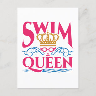 Swim Queen Swimming Swimmer Women Girls Postcard