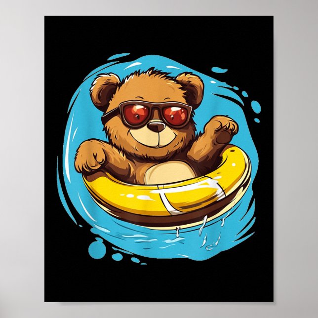 Swim Ring Teddy Bear Costume For Pool Lovers  Poster (Front)
