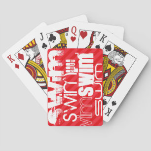 Swim; Scarlet Red Stripes Poker Cards