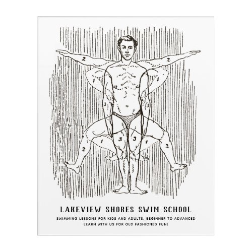 Swim School Vintage Swimmer Illustration Acrylic Print