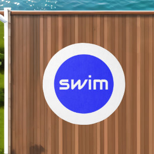 SWIM Sporty Modern Royal Blue White Rim Stripe Outdoor Rug