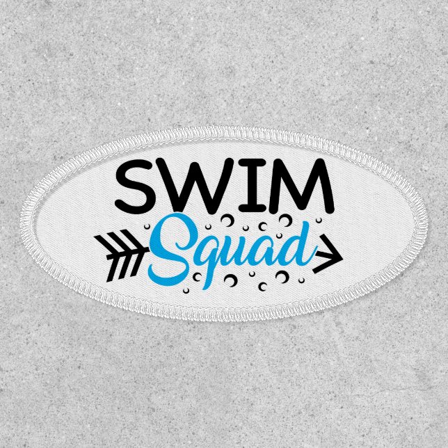 Swim Squad Swimming Modern Typography Sport Patch (Front)
