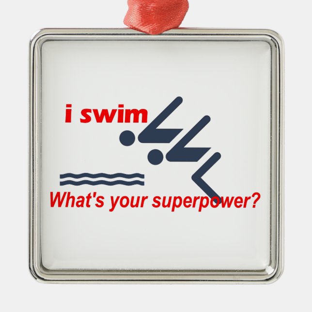 Swim super power metal ornament (Front)