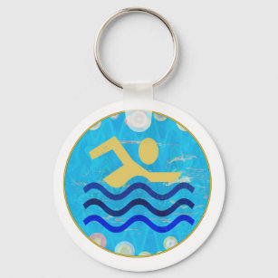 Swim Swimmer Pool : Swimming Pool Keychain