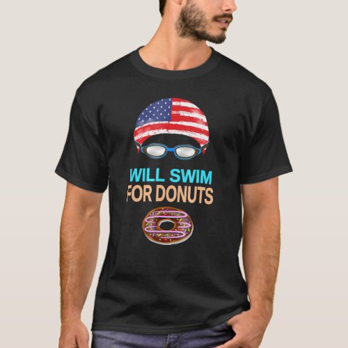 Swim Swimmer Swimming Goggles Cap Donuts Tee