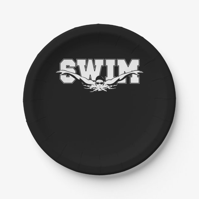 Swim  Swimmers Competitive Swimming Athletic Gift Paper Plates (Front)