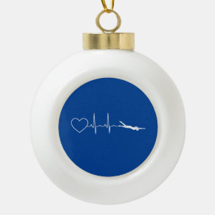 Swim - Swimming Heartbeat Ceramic Ball Christmas Ornament