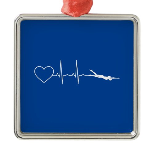 Swim - Swimming Heartbeat Metal Ornament