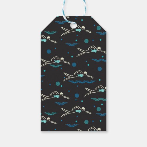 Swim Swimming Swimmers Pattern Black Ver Gift Tags