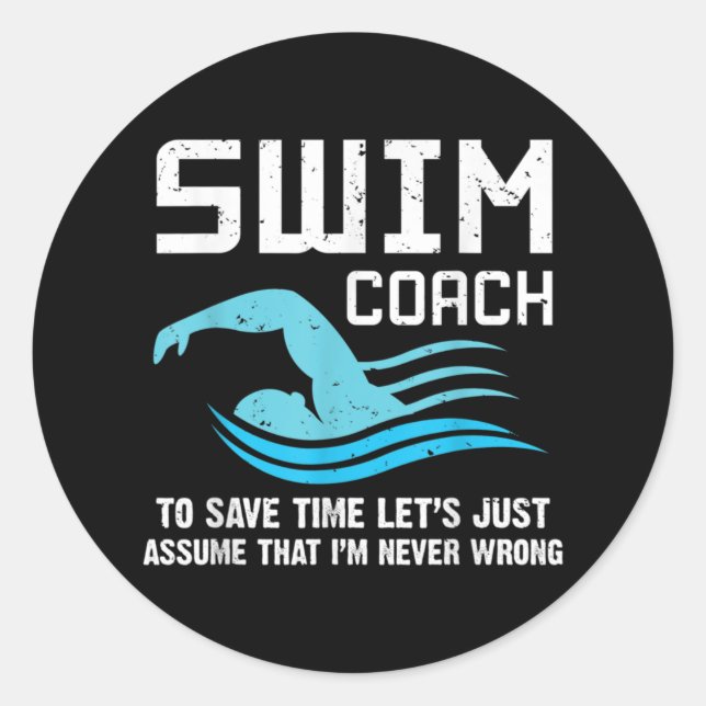 Swim Teacher Swimming Coach Classic Round Sticker (Front)
