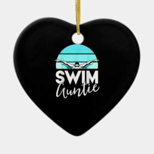 Swim Team Aunt Auntie Nephew Swimming Swimmer Gift Ceramic Ornament
