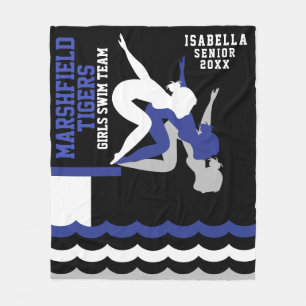 Swim Team - Blue and Black    Fleece Blanket