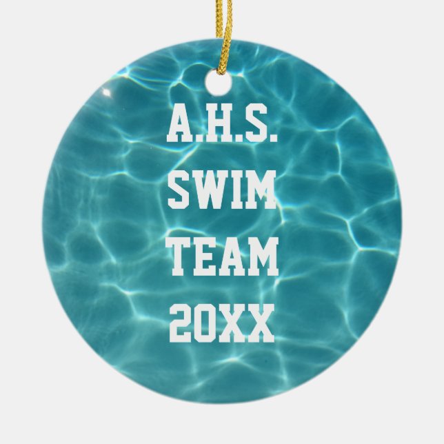 Swim team ceramic ornament (Front)
