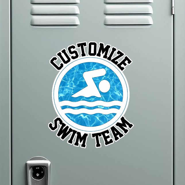 Swim Team Custom Team Name Swimming and Diving Sticker (Personalized swimming and diving sticker on swim team locker)