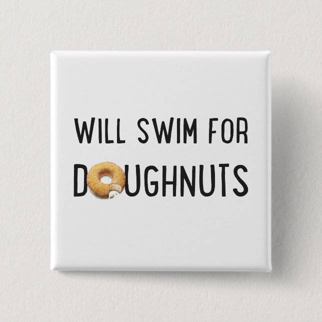 Swim Team, Funny swimmer gift, doughnuts Button (Front)