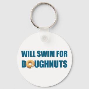 Swim team gift funny, swimming for doughnuts keychain