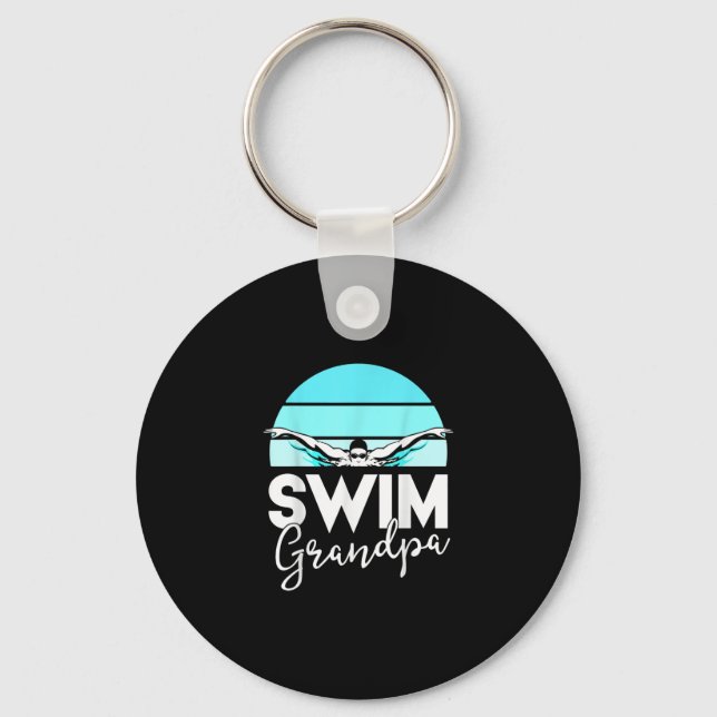 Swim Team  Grandpa Papa Swimming Meet Swimmer Gift Keychain (Front)
