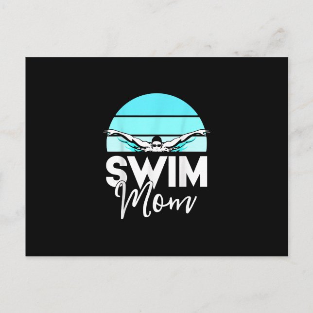 Swim Team  Mom Mor School Swimming Meet Swimmer Announcement Postcard (Front)