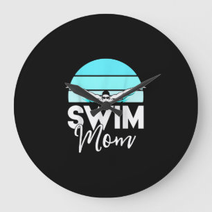 Swim Team Mom Mor School Swimming Meet Swimmer Large Clock