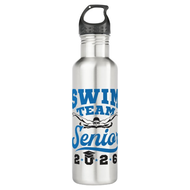 Swim Team Senior 2026 Stainless Steel Water Bottle (Front)
