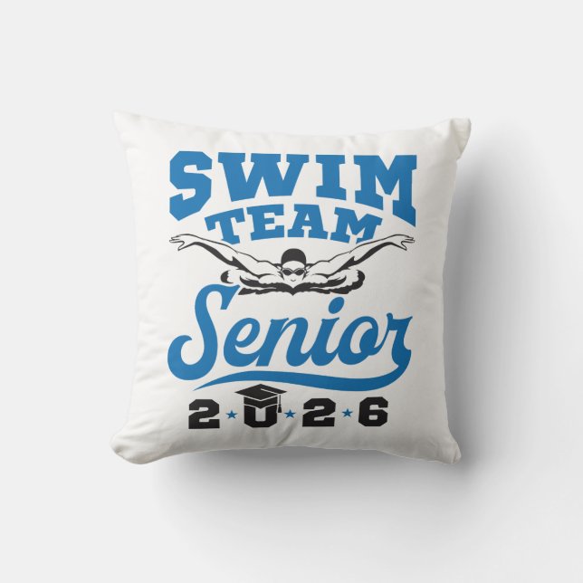 Swim Team Senior 2026 Throw Pillow (Front)
