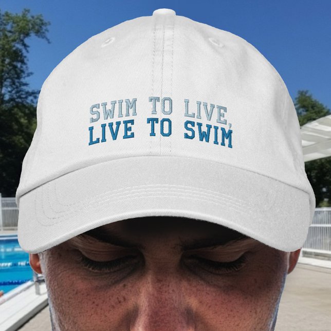 Swim to live, live to swim embroidered hat (Creator Uploaded)