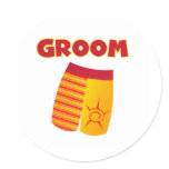 Swim Trunks Groom Classic Round Sticker