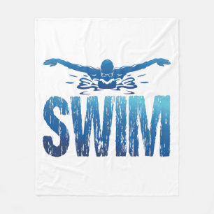 Swim - Vintage Swimmer Fleece Blanket