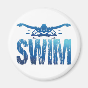 Swim - Vintage Swimmer Magnet