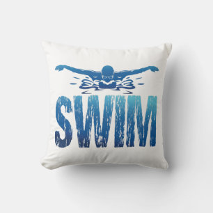 Swim - Vintage Swimmer Throw Pillow