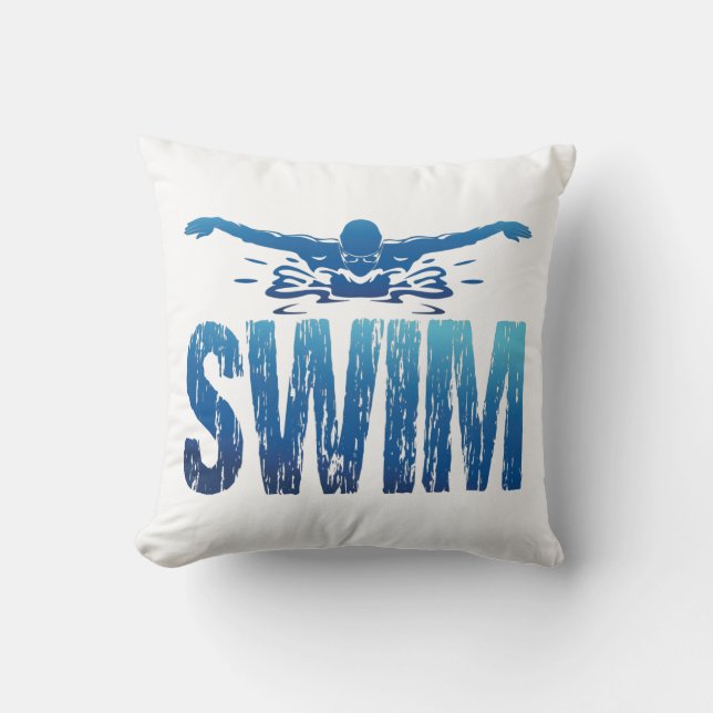 Swim - Vintage Swimmer Throw Pillow (Front)