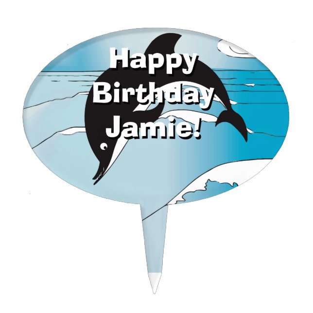 Swim With Dolphins Cake Topper (Front)